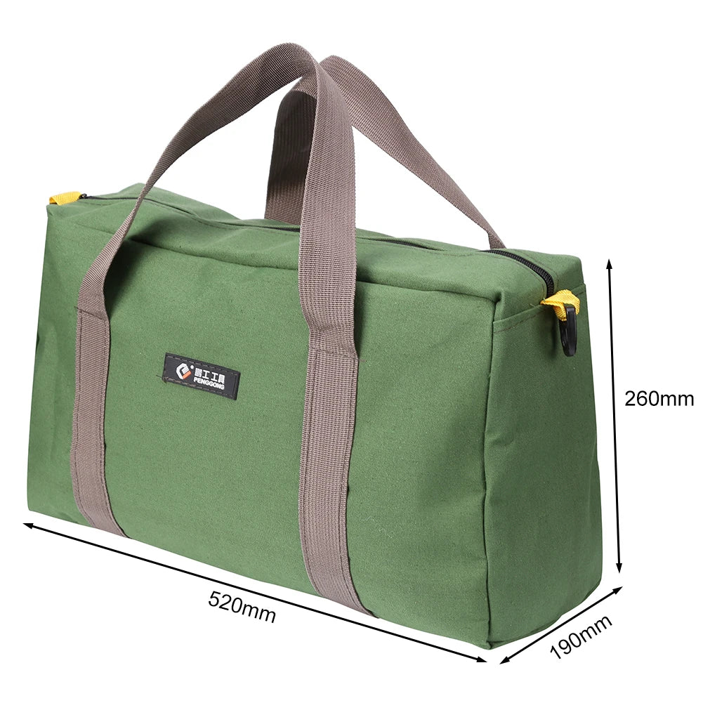 Large Capacity Tool Bag Waterproof Oxford Canvas Hand Tool Storage Carry Bags Portable Multifunction Metal Toolbox Organizer