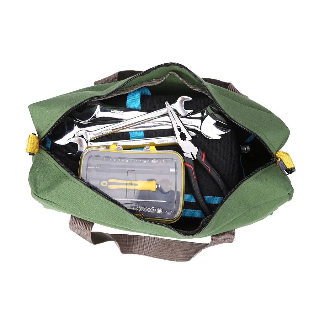 Large Capacity Tool Bag Waterproof Oxford Canvas Hand Tool Storage Carry Bags Portable Multifunction Metal Toolbox Organizer