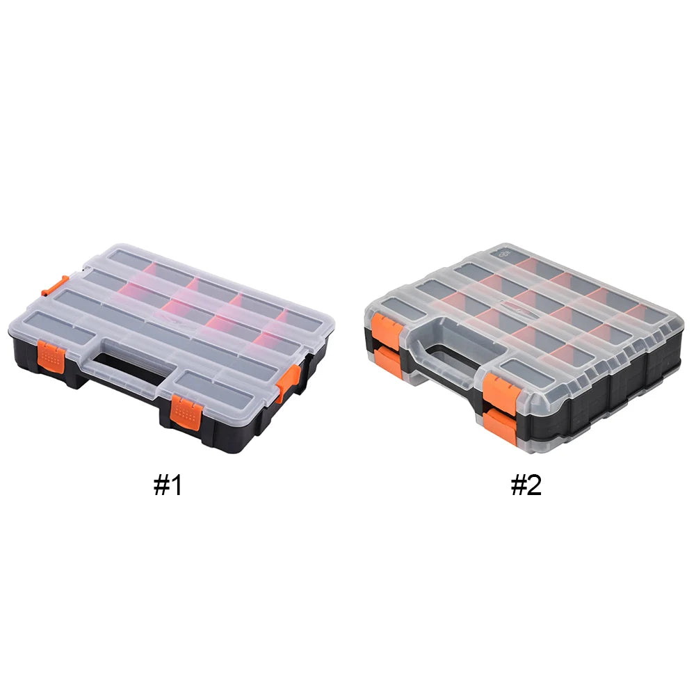 Double Side Tools Box Organizer Plastic Small Parts Storage Case Tool Storage Box Toolbox Container for Screws Nuts Nails Bolts
