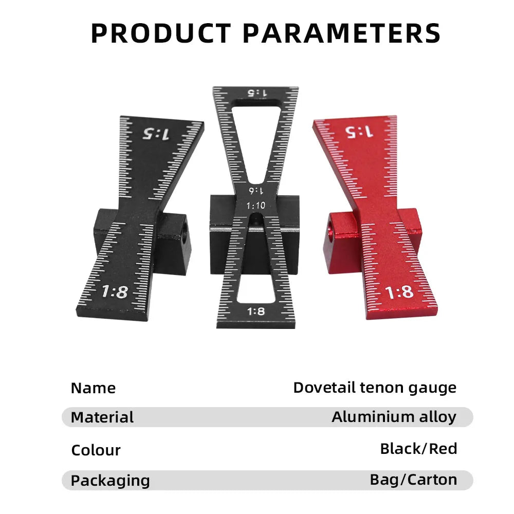 Woodworking Dovetail Marker Aluminum Alloy Dovetail Marking Template Precise Dovetail Guide with 1:5, 1:6, 1:8 and 1:10 Slopes