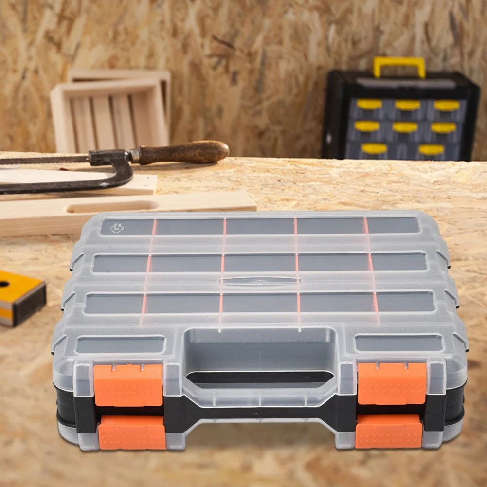 Double Side Tools Box Organizer Plastic Small Parts Storage Case Tool Storage Box Toolbox Container for Screws Nuts Nails Bolts