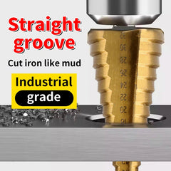 Hexagonal straight groove titanium plated step drill tower drill bit electric tool accessory set