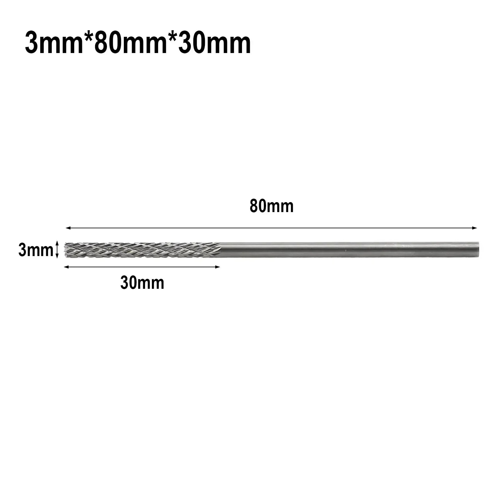 1pc 3mm 1/8 Long Shank Carbide Burs For Milling Cutter Burr Rotary 38mm-100mm For Dremel Rotary Tool Wood/Metal Hole Cutter