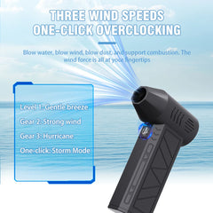 Pro Turbo Air Duster Blower | Cordless Multi-Scene Storm Wind for Car Detailing/Keyboard/Workshop |  LED Safety Alert System