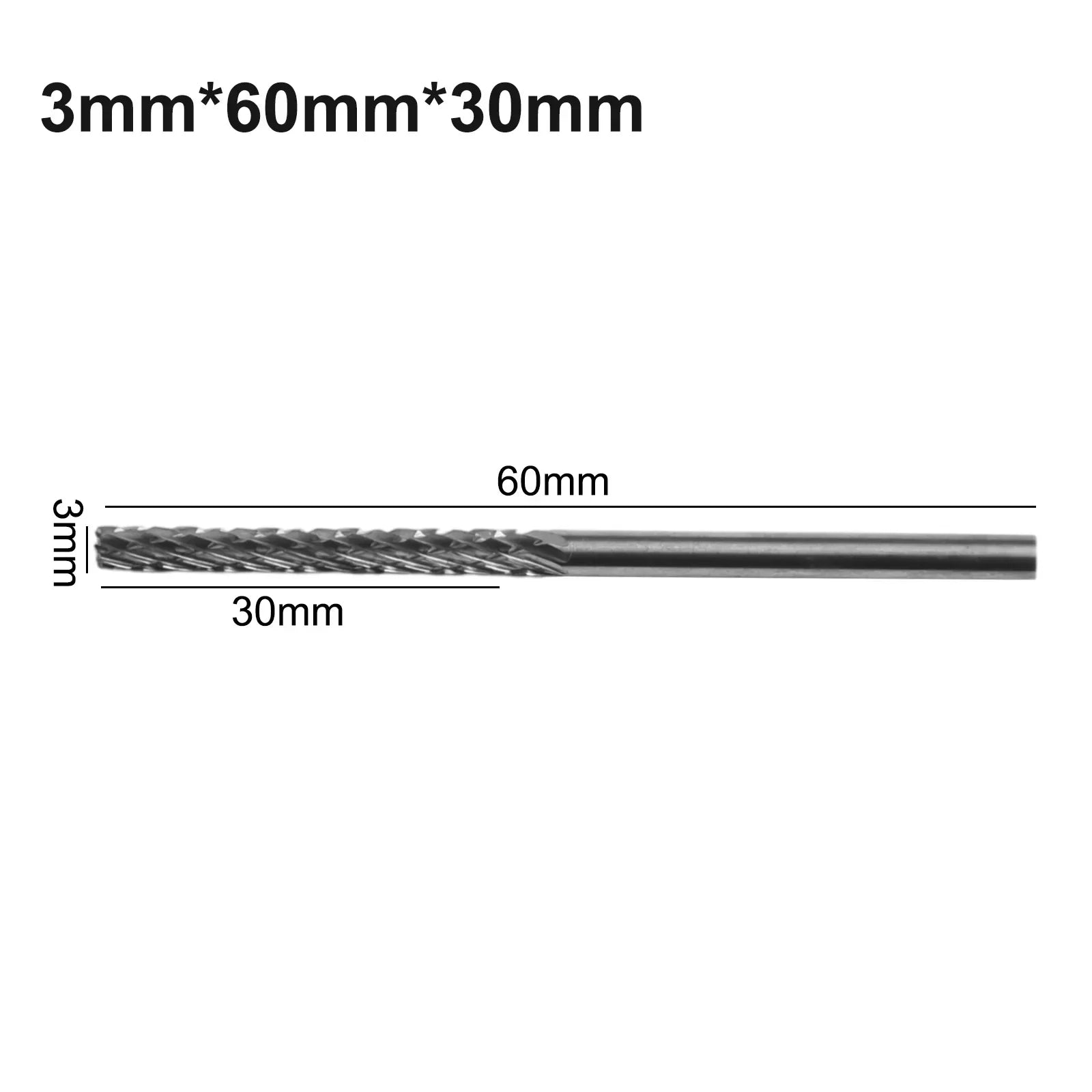 1pc 3mm 1/8 Long Shank Carbide Burs For Milling Cutter Burr Rotary 38mm-100mm For Dremel Rotary Tool Wood/Metal Hole Cutter