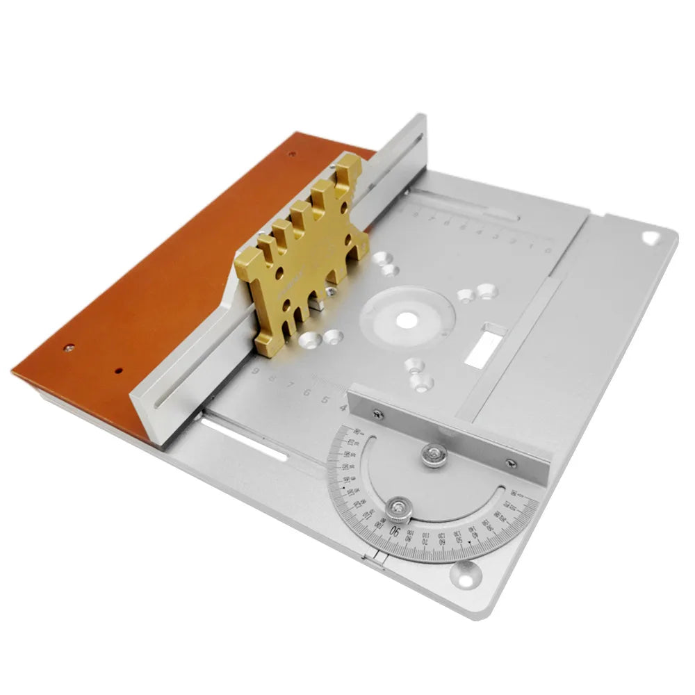 Aluminium Router Table Insert Plate Electric Wood Milling Flip Board w/ Tenon Backing and Miter Gauge Set Woodwork Router Table
