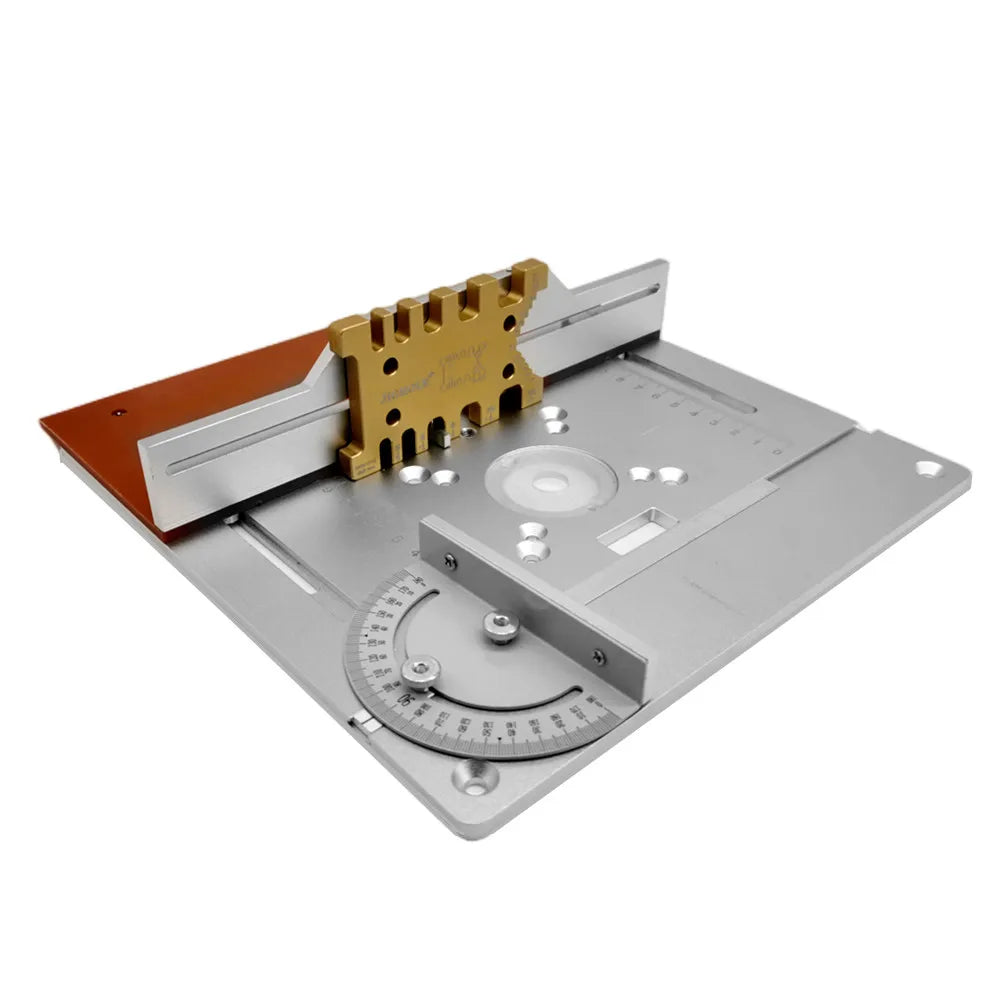 Aluminium Router Table Insert Plate Electric Wood Milling Flip Board w/ Tenon Backing and Miter Gauge Set Woodwork Router Table