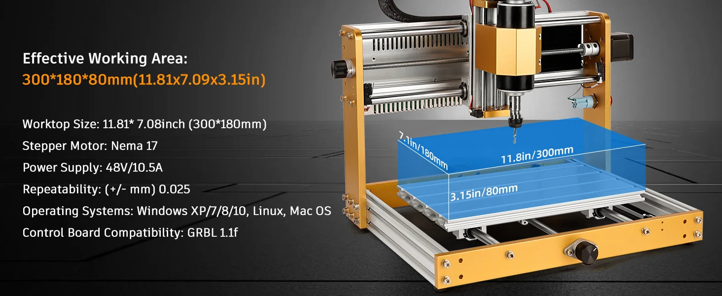 LUNYEE CNC 3018 PRO Wood Engraving Machine Laser Engraver Cnc Router For MDF PVC Epoxy Metal Carving Cutting