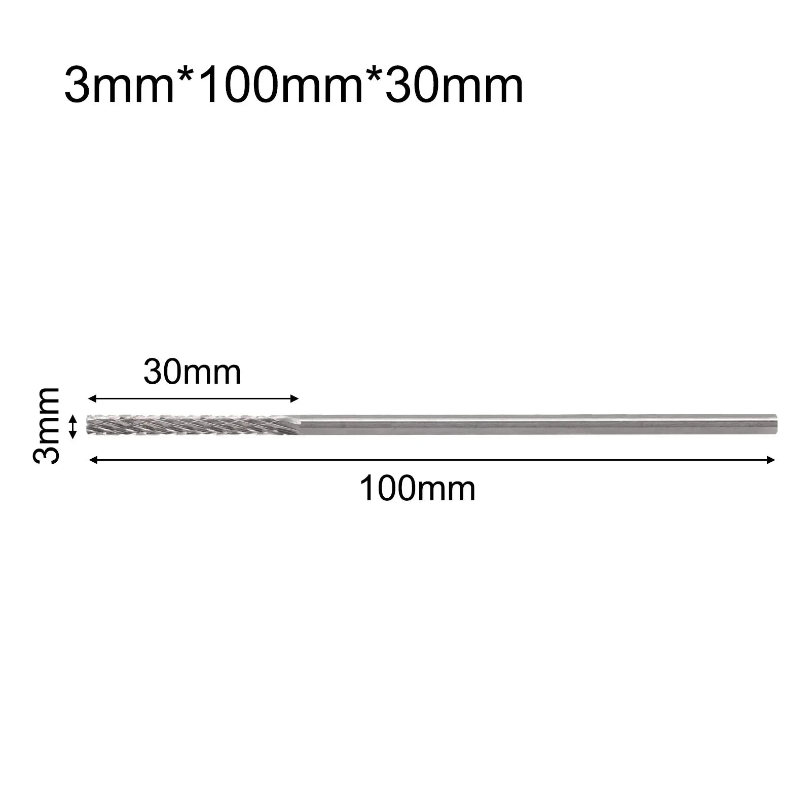 1pc 3mm 1/8 Long Shank Carbide Burs For Milling Cutter Burr Rotary 38mm-100mm For Dremel Rotary Tool Wood/Metal Hole Cutter