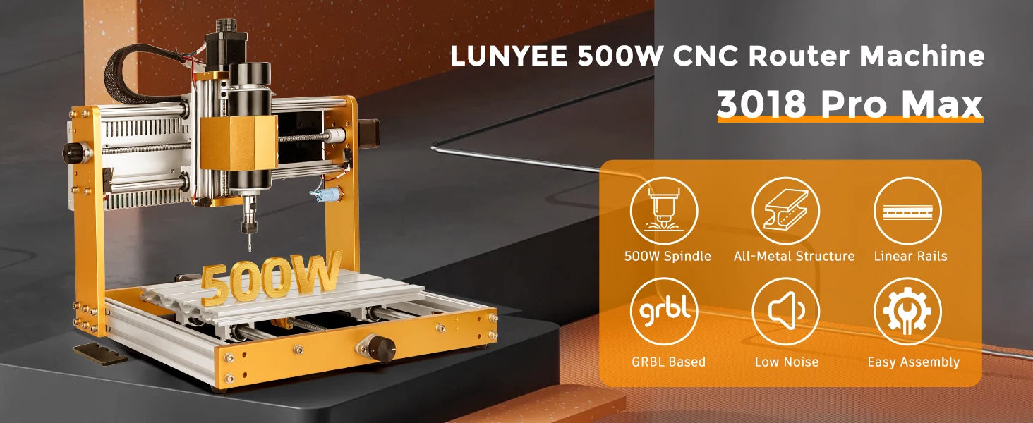 LUNYEE CNC 3018 PRO Wood Engraving Machine Laser Engraver Cnc Router For MDF PVC Epoxy Metal Carving Cutting