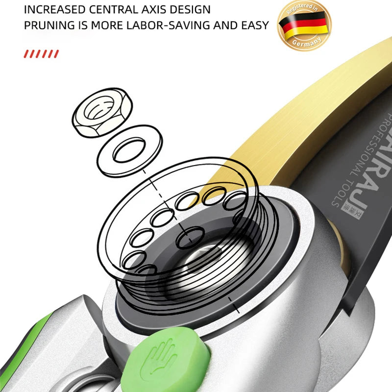 AIRAJ 2406 Pruning Shear Garden Tools Labor Saving Scissors Gardening Plant Sharp Branch Pruners Protection Hand Durable