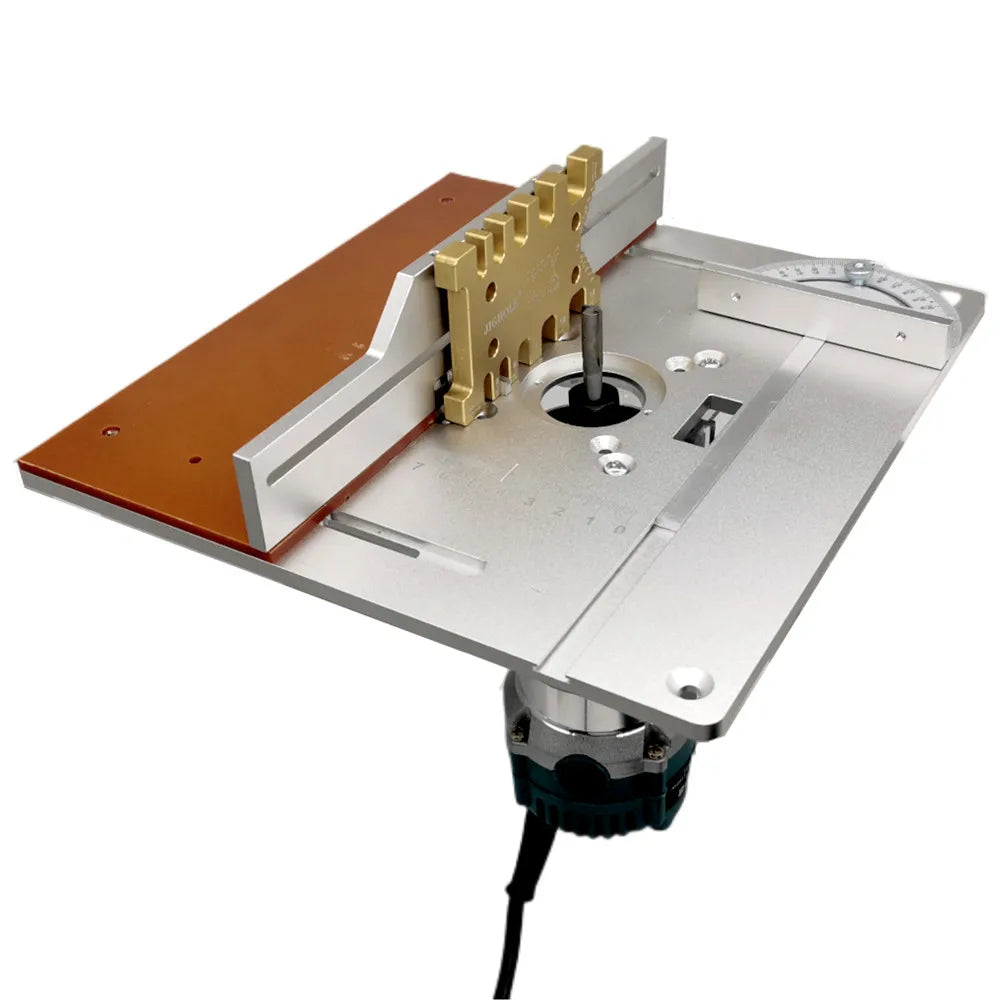 Aluminium Router Table Insert Plate Electric Wood Milling Flip Board w/ Tenon Backing and Miter Gauge Set Woodwork Router Table