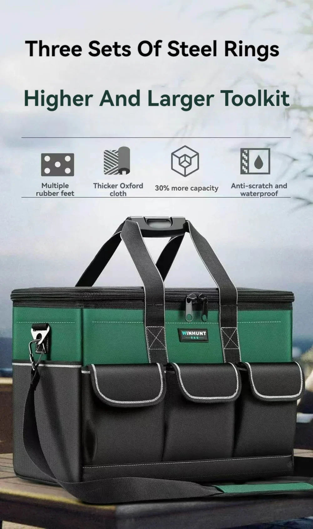 14/16/18/20/23 inch Heighten large capacity Tool Bag Thickened 1680D Oxford Waterproofed Wear-Resistant Electrician Storage Box