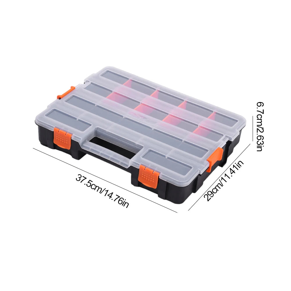 Double Side Tools Box Organizer Plastic Small Parts Storage Case Tool Storage Box Toolbox Container for Screws Nuts Nails Bolts