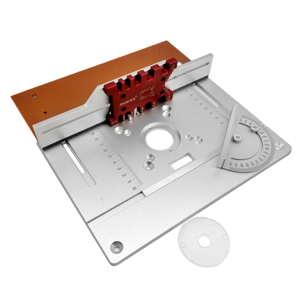 Aluminium Router Table Insert Plate Electric Wood Milling Flip Board w/ Tenon Backing and Miter Gauge Set Woodwork Router Table