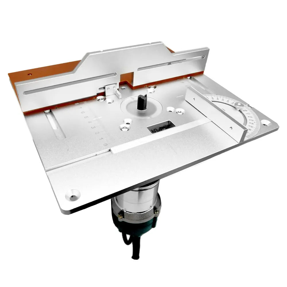 Aluminium Router Table Insert Plate Electric Wood Milling Flip Board w/ Tenon Backing and Miter Gauge Set Woodwork Router Table