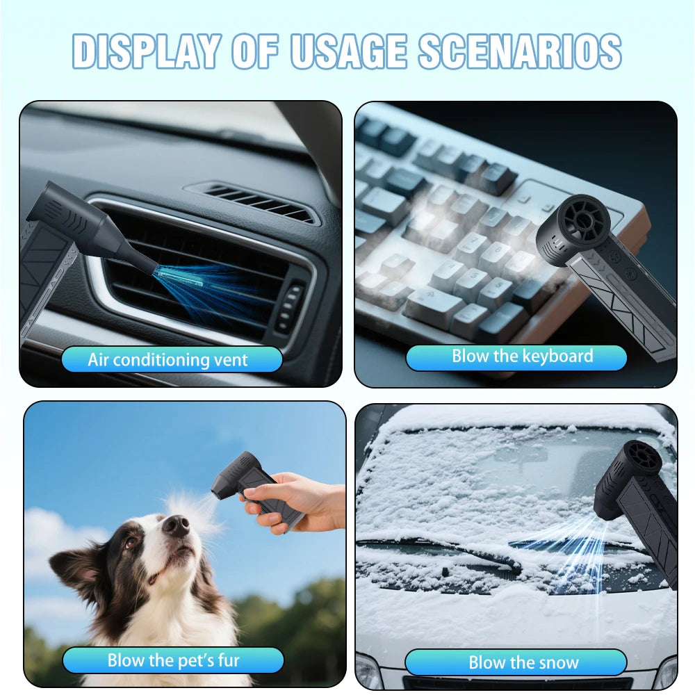 Pro Turbo Air Duster Blower | Cordless Multi-Scene Storm Wind for Car Detailing/Keyboard/Workshop |  LED Safety Alert System