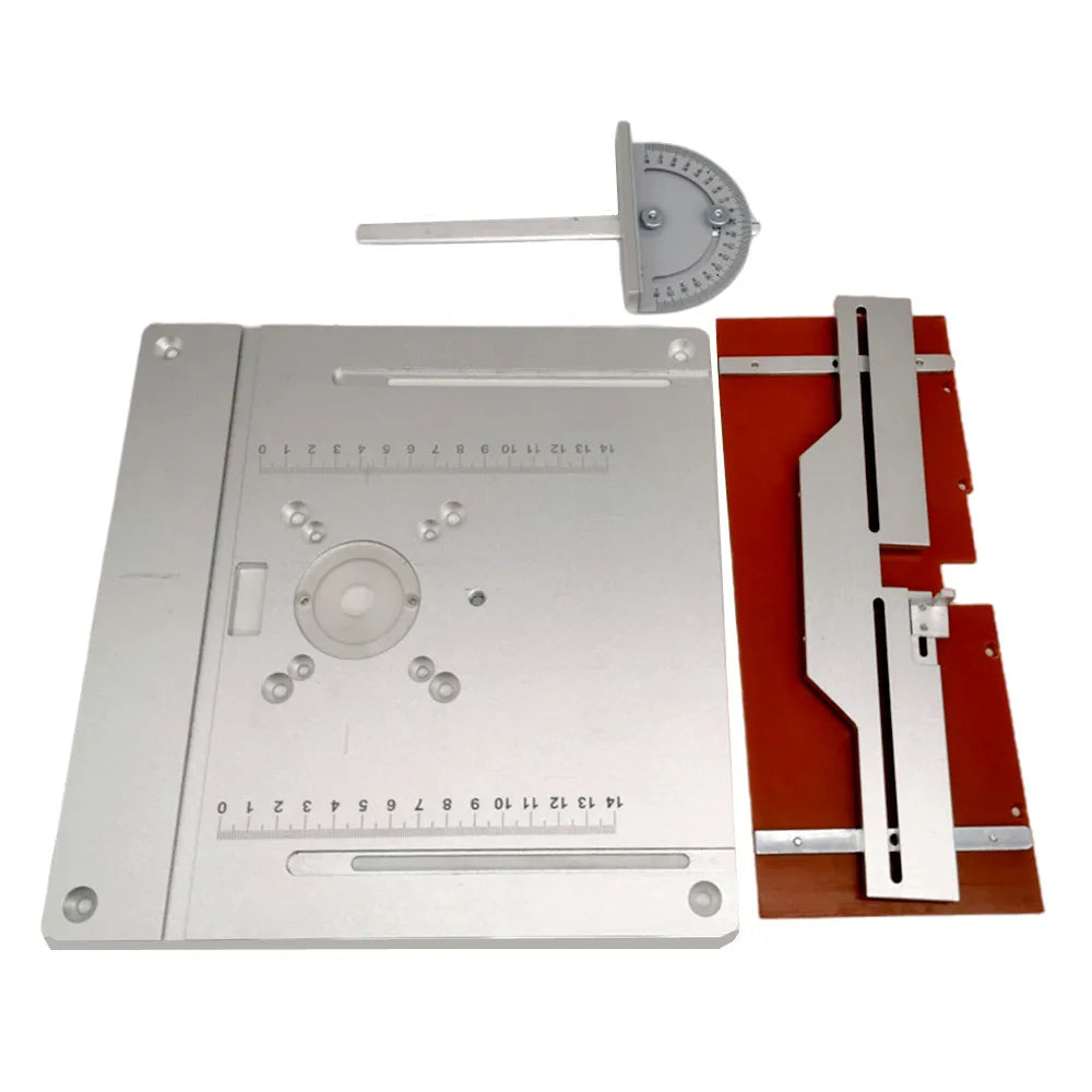 Aluminium Router Table Insert Plate Electric Wood Milling Flip Board w/ Tenon Backing and Miter Gauge Set Woodwork Router Table