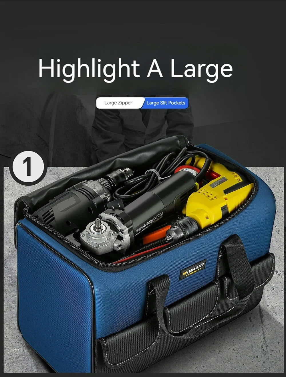 14/16/18/20/23 inch Heighten large capacity Tool Bag Thickened 1680D Oxford Waterproofed Wear-Resistant Electrician Storage Box