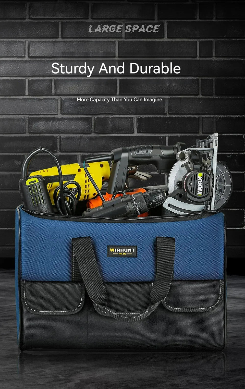 14/16/18/20/23 inch Heighten large capacity Tool Bag Thickened 1680D Oxford Waterproofed Wear-Resistant Electrician Storage Box